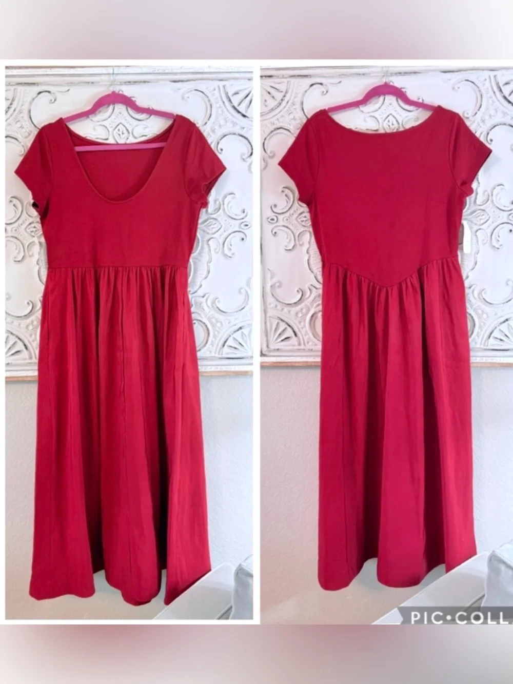 NWT A New Day Red Midi Dress Size L Open Back Fit Flare Pockets